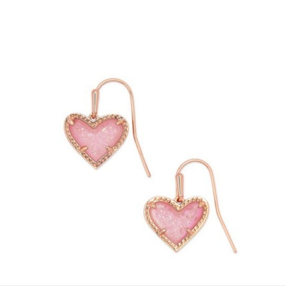 Kendra Scott Jewelry - Kendra Scott Rosegold Drusy Heart Earrings